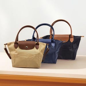 Foldable Nylon Medium Tote Crossbody Bag with Adjustable Strap