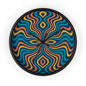 Chromatic Wood Frame Wall Clock: Colorful Boho Home Decor