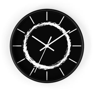 Minimalist Black Wall Clock, Modern Home Decor, Elegant Timepiece, Unique Gift for Her, Office Wall Art, Circular Design