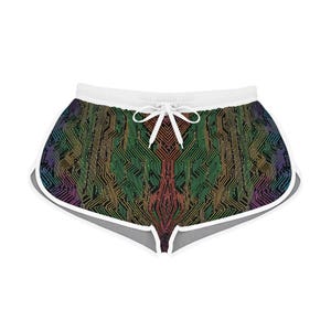 Chic Neon Patterned Women&#39;s Relaxed Shorts, Colorful Beachwear, Casual Summer Shorts, Party Shorts, Festival Clothing
