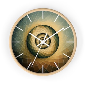 Geometric Art Wall Clock: Modern Wood Frame, Minimalist Home Decor