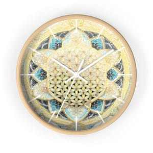 Flower of Life Sketch Wall Clock | Boho Decor for Home, Unique Gift for Housewarming, Spiritual Wall Art, Mindfulness Decor