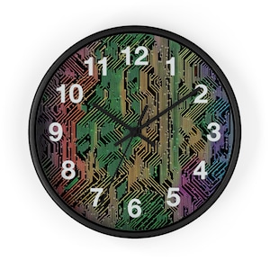 Woven Data Wall Clock: Bohemian Wood Frame Timepiece