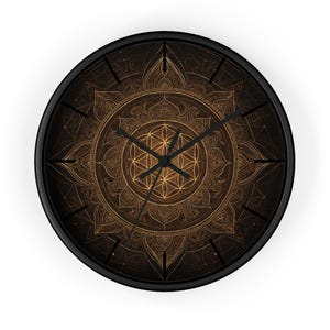 Elegant Flower of Life Mandala Wall Clock - Home Decor, Meditation Gift, Bohemian Style, Rustic Interior, Art Collectors, Unique Timepiece