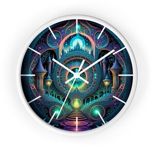 Cosmic Castles Wall Clock: Mystical Bohemian Home Decor