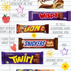 Cartão/Quadro de Chocolate para Professores EDITÁVEL/IMPRIMÍVEL