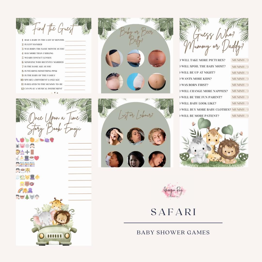 EDITABLE/PRINTABLE Safari Baby Shower Games & Answers! - Etsy