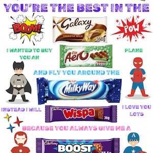 Tarjeta/tablero de chocolate para el Día del Padre, editable e imprimible.