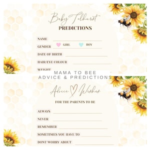 MODIFIABLES / IMPRIMABLES Conseils et cartes de prédiction pour une fête de naissance entre mamans et abeilles