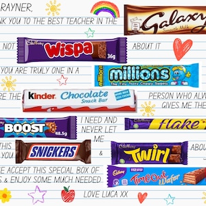 Cartão/Quadro de Chocolate para Professores EDITÁVEL/IMPRIMÍVEL