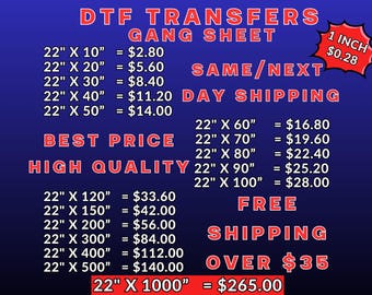 Custom DTF Transfers: Gang Sheets, Heat Transfer, Iron-On DTF Decals, Direct to Film Print