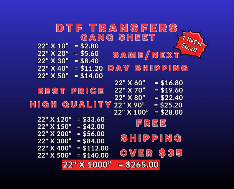 Custom DTF Transfers: Gang Sheets, Heat Transfer, Iron-On DTF Decals, Direct to Film Print image 1