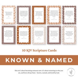 Cartões de Escrituras KJV Conhecidos e Nomeados, Cartões de Versículos Bíblicos para Imprimir, Identidade em Cristo, Encorajamento Cristão para Mulheres, Recurso de Estudo Bíblico