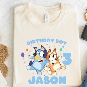Custom 3rd Birthday Shirt for Boys • Personalized Dog Cartoon Tee • Name & Age Toddler Outfit • Birthday Boy Party T-Shirt
