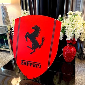 Ferrari sign Ferrari logo, Ferrari poster, classic cars, man cave , custom sign