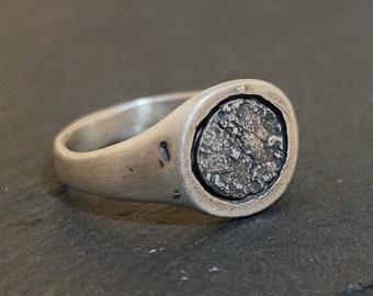 Silver Signet Ring, Silver Coin Ring, Organic ring, Seal Ring, Statement Silver Ring, Statement Ring, Man Pinky Ring, Coin Ring, Unique Ring