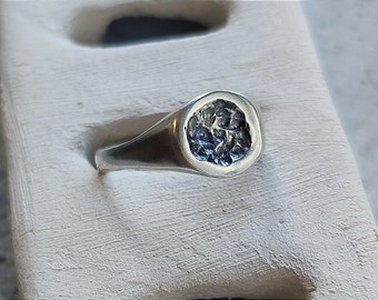 Sterling silver signet ring, unique design silver ring, raw signet ring, signet ring for women, gift for women, impressive silver ring