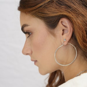 Amazing large handmade silver hoop earrings, impressive silver earrings, hoop earrings, women's earrings, for women, raw silver earrings image 5