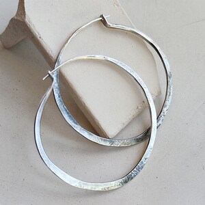 Amazing large handmade silver hoop earrings, impressive silver earrings, hoop earrings, women's earrings, for women, raw silver earrings image 6