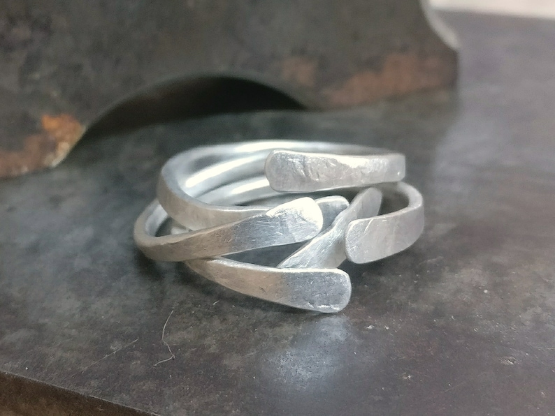 Wrap Rings Open Rings Organic Rings Boho Stacking Rings Set Silver Statement Rings Ring Set Stackable Rings Silver Set of Rings