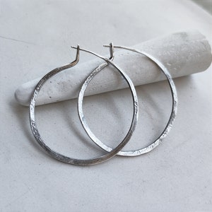 Amazing large handmade silver hoop earrings, impressive silver earrings, hoop earrings, women's earrings, for women, raw silver earrings image 1