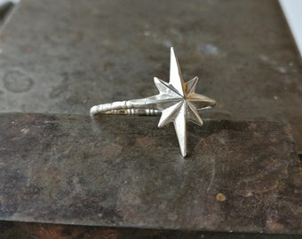 Star Ring, Geometric Ring, Statement Ring, Boho Ring, Unique Ring, Silver Star Ring, Thumb Ring, Silver Ring for Women, North Star Jewelry