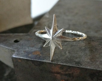Unique Silver Ring, Silver Statement Ring, Geometric Ring, Boho Ring, Statement Jewelry, Star Ring, Sterling Silver Ring, Silver Star Ring