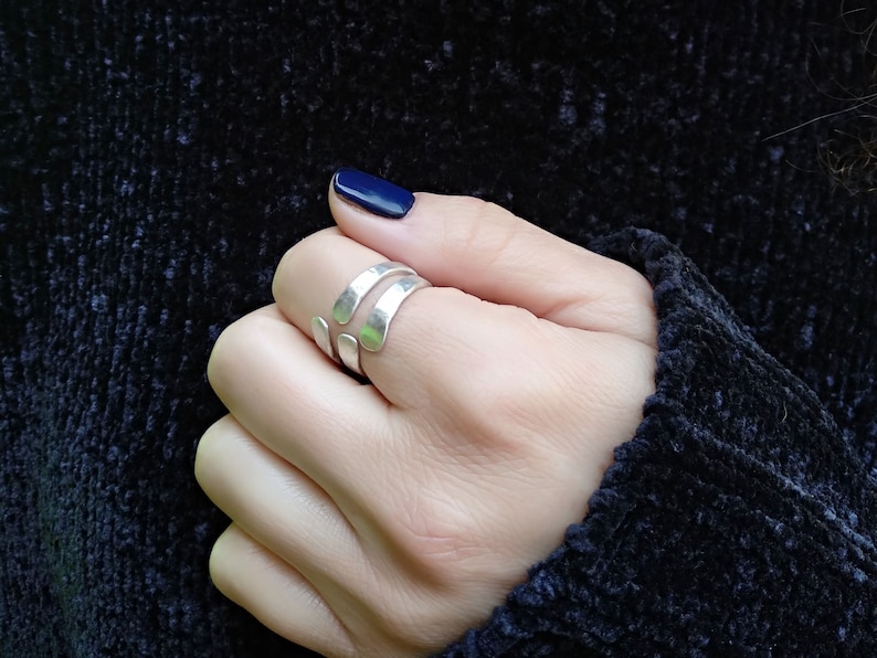 Wrap Rings Open Rings Organic Rings Boho Stacking Rings Set Silver Statement Rings Ring Set Stackable Rings Silver Set of Rings