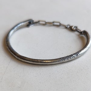 Unique silver bracelet, textured silver bracelet, one of a kind bracelet, silver cuff bracelet, unique gift, stacked silver bracelet image 5