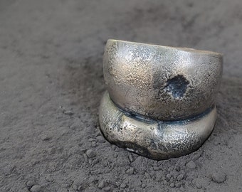 Unique Statement Ring, Large Silver Ring, Wide Ring, Men Ring, Ring for Women, Statement Jewelry, Chunky Ring, Organic Ring, Textured Ring