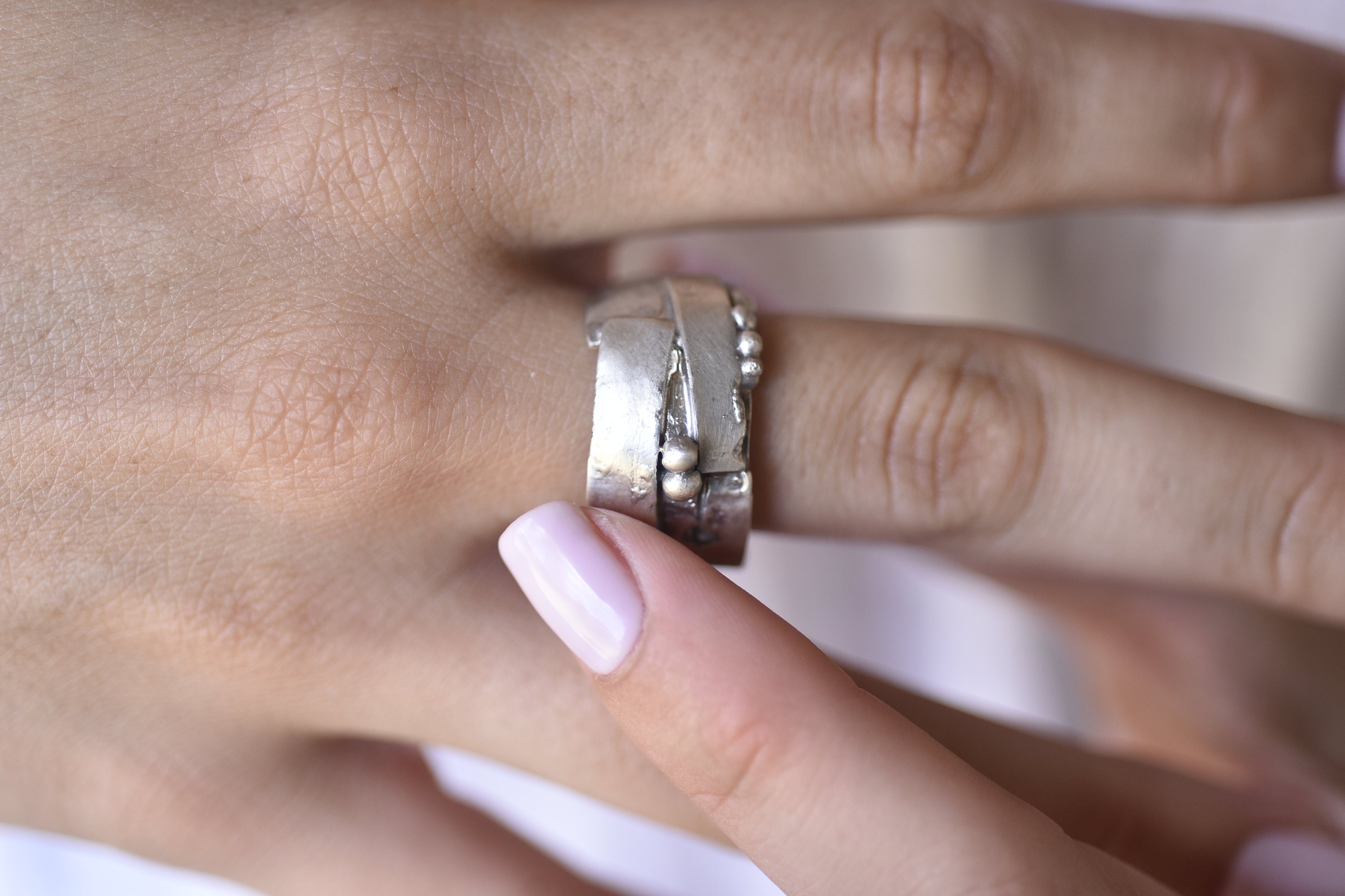 Wide Silver Ring Chunky Ring Ring for Women Rustic Jewelry Etsy