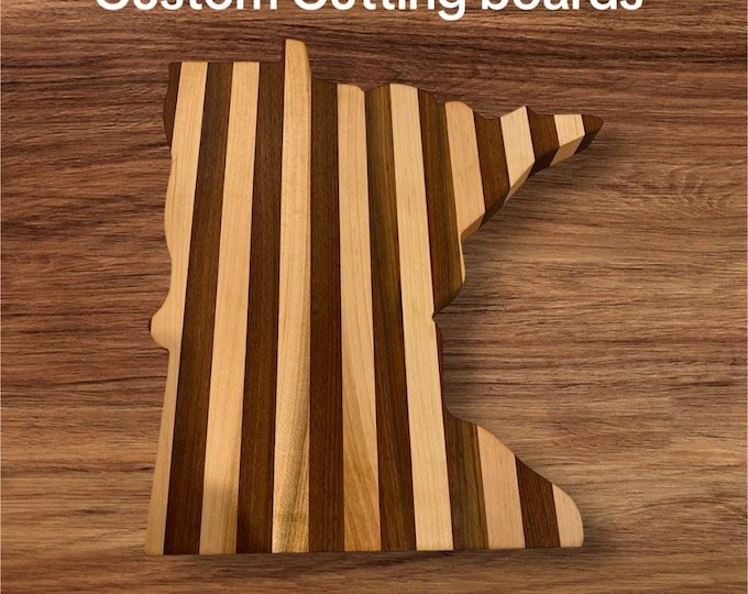 Premium Edge Grain Cutting Board Maple Black Walnut Handmade in Minnesota Reversible Butcher Block for Kitchen & Gift