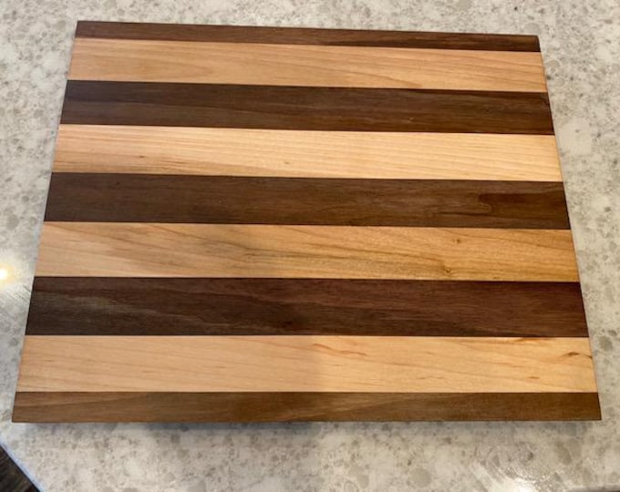 Custom Cutting Board Black Walnut Maple Personalized Wood Board | Handmade Engraved Gift for Kitchen & Weddings