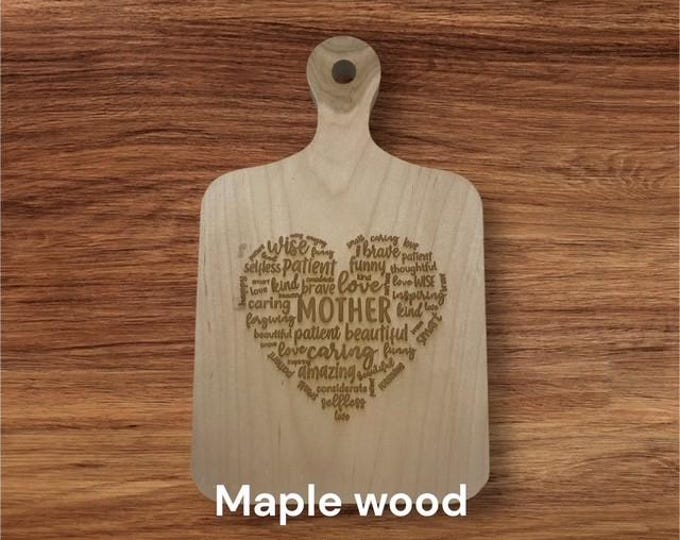 Personalized Mother's Kitchen Decor: Engraved Wood Cutting Board