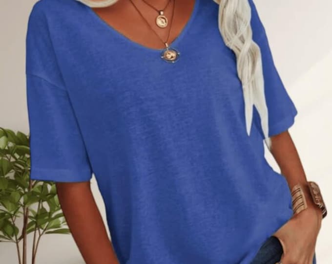 Casual Half Sleeve Loose Fit Basic Top for Women size medium