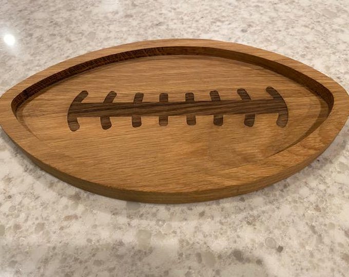 Football-Shaped Oak Cutting Board – Game Day Charcuterie Tray | Sports Gift for Him | Tailgate Kitchen Decor