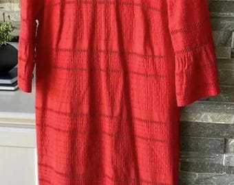 Vibrant J.Crew orange eyelet flutter sleeve cotton shift dress, perfect for summer parties or casual outings size 8