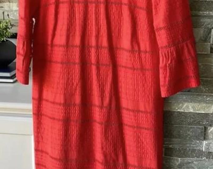 Vibrant J.Crew orange eyelet flutter sleeve cotton shift dress, perfect for summer parties or casual outings size 8