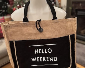 Vintage Hello Weekend Tote - Sustainable Fashion Piece