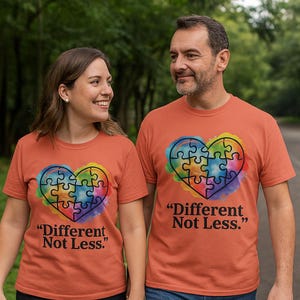 Colorful Puzzle Heart T-Shirt, Unisex Casual Tee, Autism Awareness Shirt, Gift for Supporters, Inspirational Quote Apparel