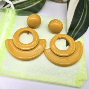 Boho Acrylic Dangle Earrings: Yellow Summer Jewelry