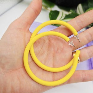 Yellow Acrylic Hoop Earrings: Summer Jewelry, Hypoallergenic