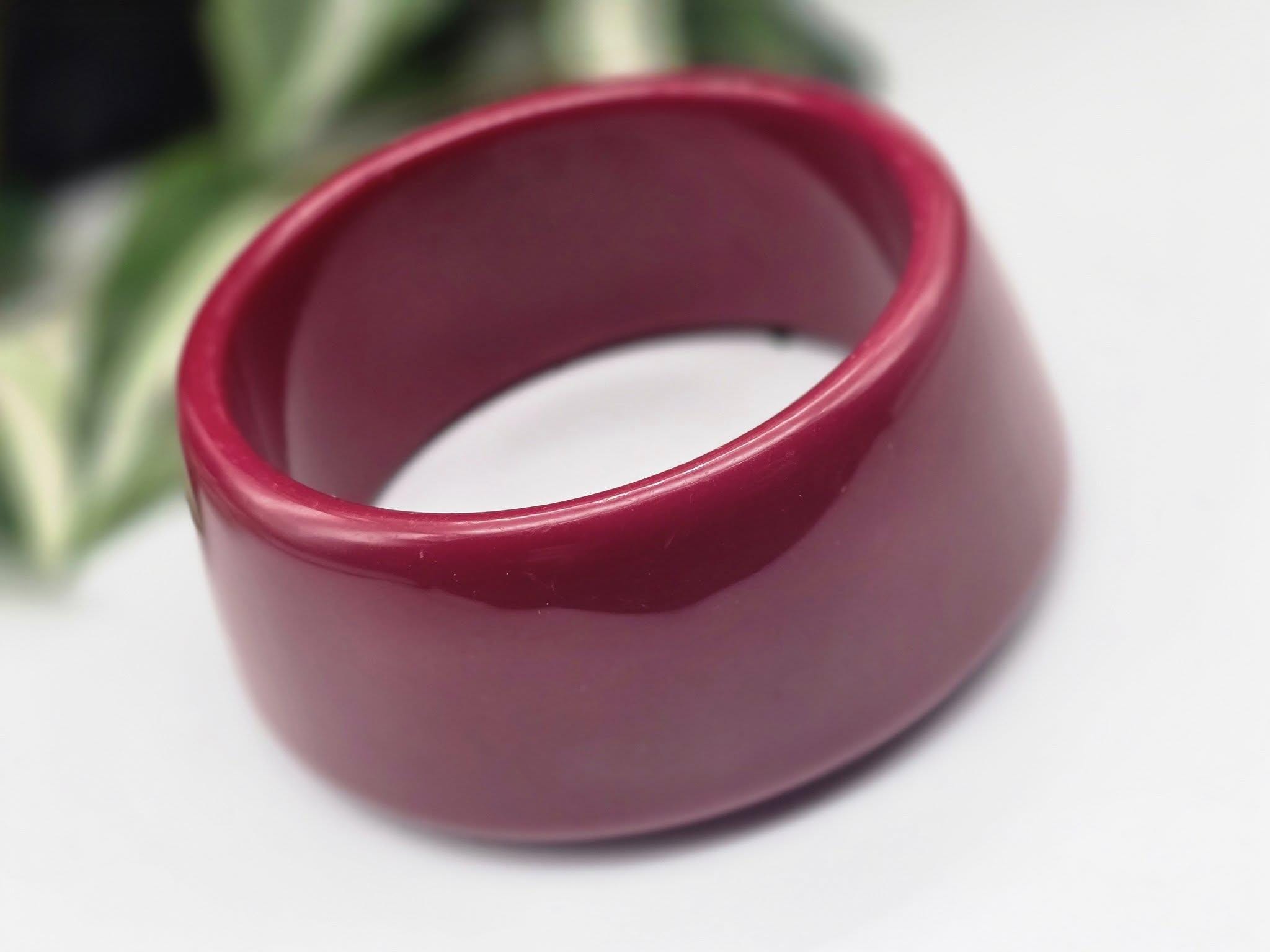 Chunky Red Burgundy Acrylic Bangle Bracelet: Summer Resin Jewelry