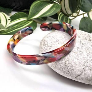 Acrylic bracelet multicoloured mosaic resin cuff bracelet, summer jewellery, acrylic jewellery, resin rainbow bracelet
