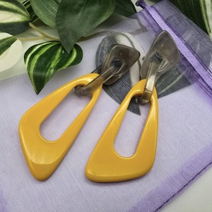 Boho Dangle Earrings: Yellow Acrylic Summer Jewelry