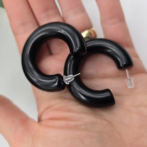 Black Acrylic Hoop Earrings: Summer Jewelry, Hypoallergenic