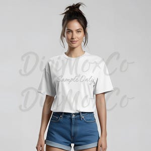 White T-Shirt Mockup Bundle of 5 | Digital Female Tee Mock Ups for Etsy & Online Stores | High-Quality JPEG and PNG Mockups
