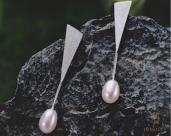 Handmade Sterling Silver Pearl Drop Earrings: 18K Gold Plated