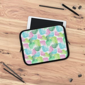 Tropical Leaves Laptop Sleeve - Stylish Tech Case, Computer Bag, Gift for Students, Beach Vibe, Summer Decor