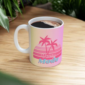 Tropical Vibes Ceramic Mug, Sunset Beach Coffee Cup, Summer Gift for Friends, Cute Mug for Tea or Coffee Lovers, Beach Decor